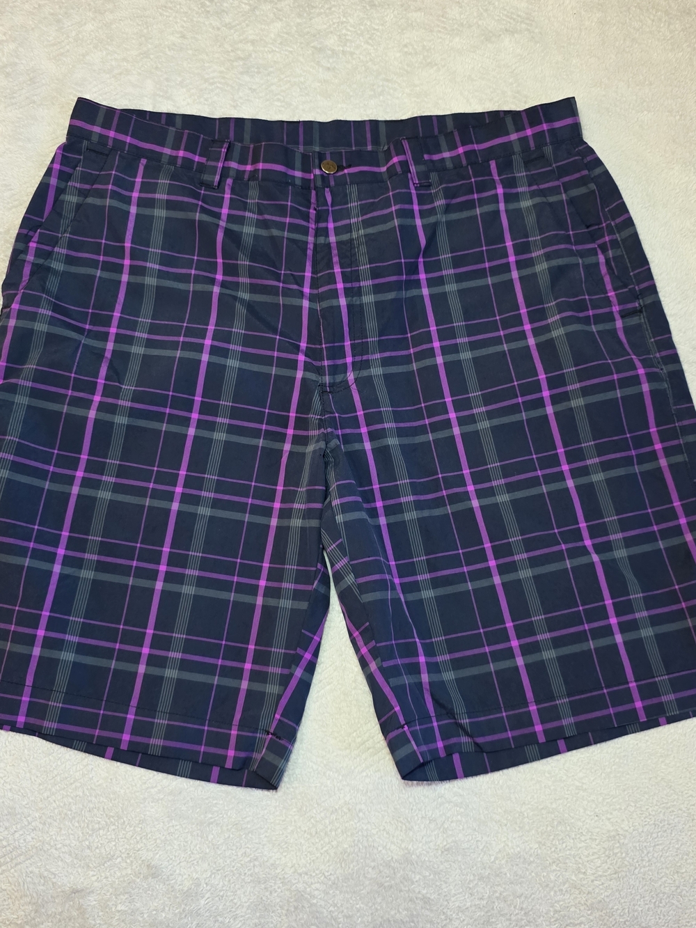 Callaway Purple Plaid Golf Shorts Mens 38 Flat Front